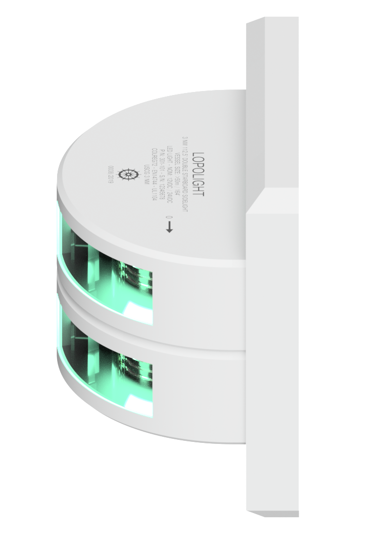 3nm 112,5° Green, Starboard, dbl, white coated